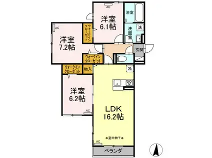 アメジスト東海岸北三丁目(3LDK/2階)の間取り写真