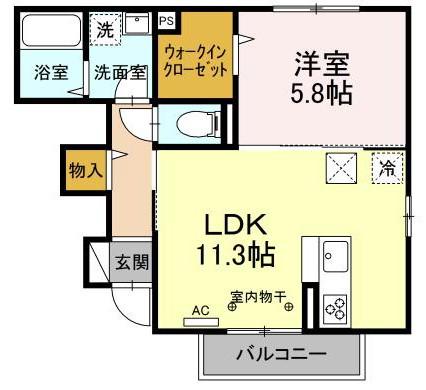 セジュール萩畠(1LDK/1階)の間取り写真