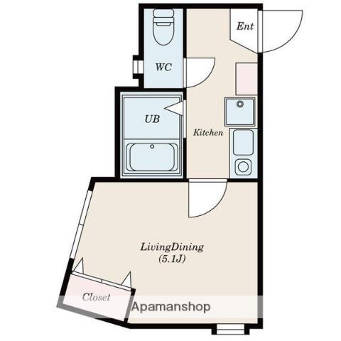 G・Aヒルズ六浦(1K/1階)の間取り写真