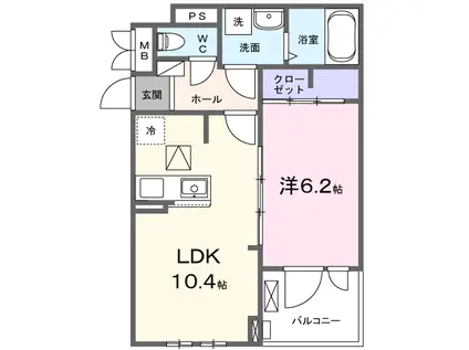 グリシーヌ(1LDK/1階)の間取り写真