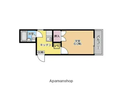 ストークハイツ田口(1K/1階)の間取り写真
