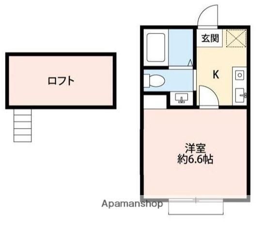 ハーミットクラブハウス大船Ⅱ(1K/2階)の間取り写真