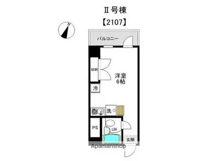 グリーンピア富岡Ⅱ棟(ワンルーム/1階)の間取り写真