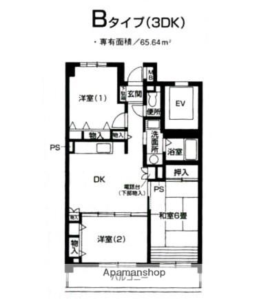 ベルストーン本牧(3DK/6階)の間取り写真