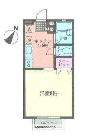 サンヒルズ湘南(1K/2階)の間取り写真