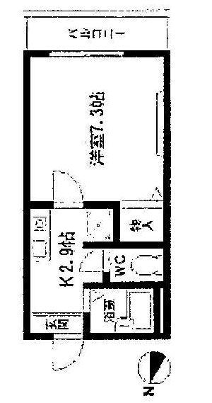 シーフロント長谷川(ワンルーム/1階)の間取り写真