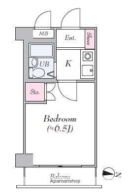 ハイシテイ横浜元町(1K/3階)の間取り写真