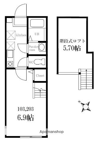 ハーミットクラブハウス霞台Ⅱ・A(ワンルーム/1階)の間取り写真
