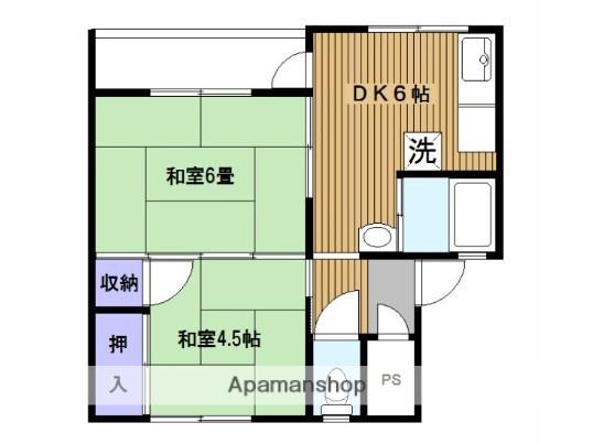 神奈川県横浜市保土ケ谷区 4階建 築85年(2DK/4階)の間取り写真