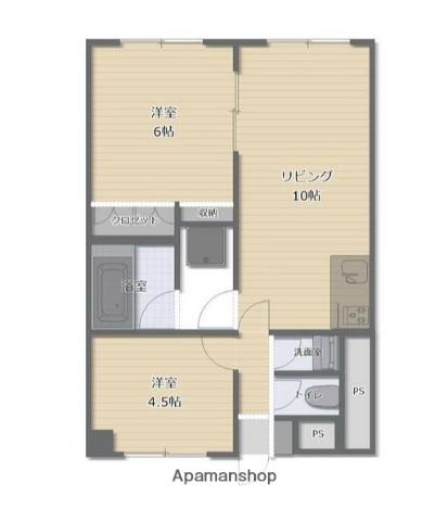 ホーユウパレス衣笠公園(2LDK/2階)の間取り写真