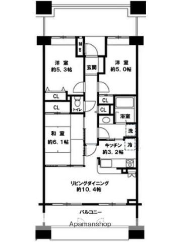 カスタリア桜木町(3LDK/11階)の間取り写真