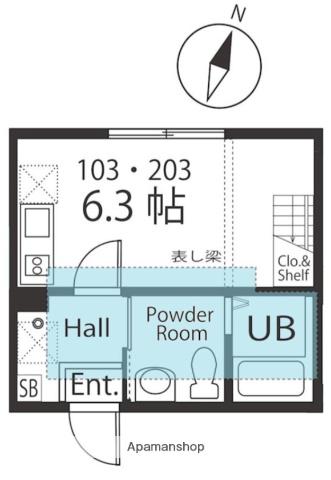 ハーミットクラブハウス ブローテ(ワンルーム/2階)の間取り写真
