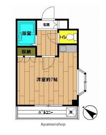 福富ビル(ワンルーム/3階)の間取り写真