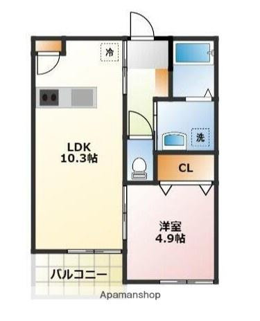メゾン ドゥ レーヴⅠ(1LDK/3階)の間取り写真