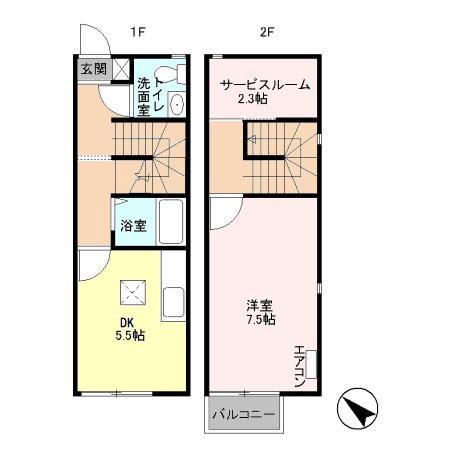 リヴィエール　Ｂ(1DK)の間取り写真