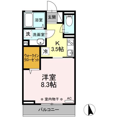 ヴィクトワール(1K/2階)の間取り写真