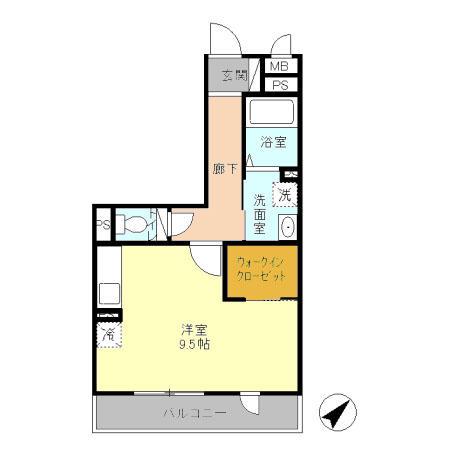 BLOSSOM GARDEN Ⅱ(ワンルーム/2階)の間取り写真