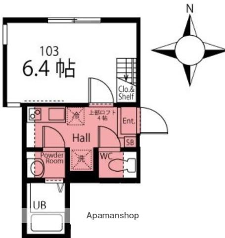 ハーミットクラブハウス アン(1K/1階)の間取り写真