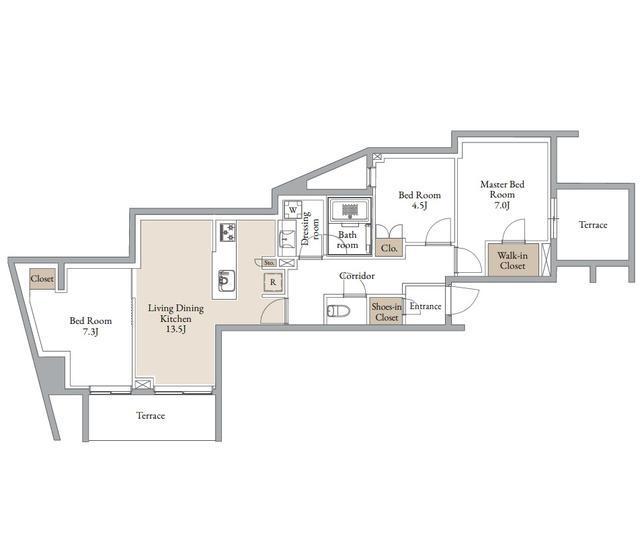 クラリティア横濱反町(3LDK/B1階)の間取り写真