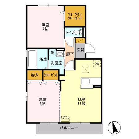 シェリール(2LDK/1階)の間取り写真