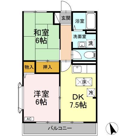 ファミールコート(2DK/1階)の間取り写真
