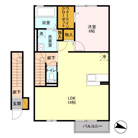 ハーモニー参番館(1LDK/2階)の間取り写真
