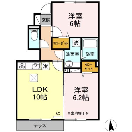 ブランプレアル(2LDK/1階)の間取り写真