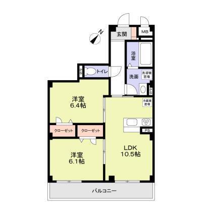 フィレ・デ・フルール(2LDK/1階)の間取り写真