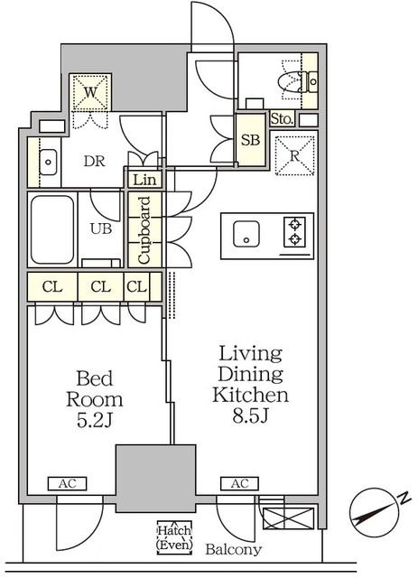 ザ・パークハビオ大森山王(1LDK/18階)の間取り写真