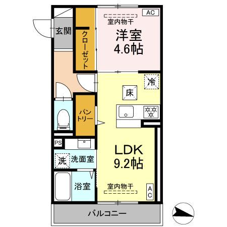 レンブランサ湘南台(1LDK/1階)の間取り写真
