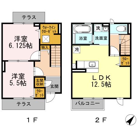 ライスフィールド　ハピネス　Ｂ(2LDK)の間取り写真
