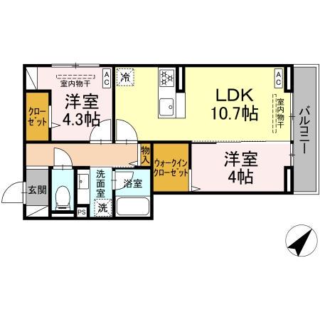 コルトレイク(2LDK/3階)の間取り写真