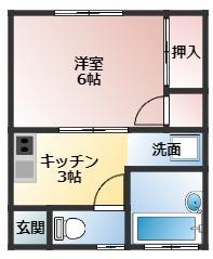 細貝アパート(1K/2階)の間取り写真