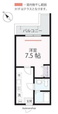 ハーミットクラブハウスメニャン(1K/1階)の間取り写真