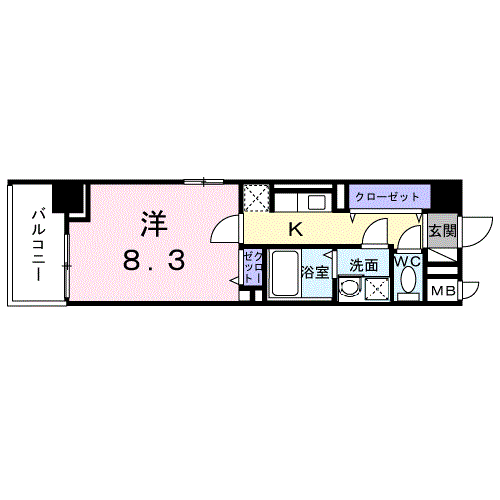 グリーンフィールドH(1K/2階)の間取り写真