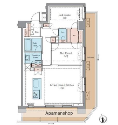 LUXENAPAWS藤沢(2LDK/3階)の間取り写真
