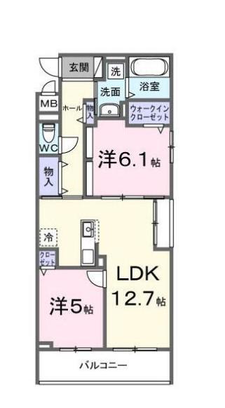 グランツ ヴァルト(2LDK/2階)の間取り写真