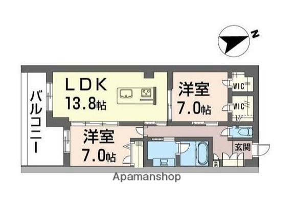 タカミ・エム(2LDK/4階)の間取り写真