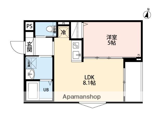 小田急電鉄江ノ島線 南林間駅 徒歩7分 3階建 築1年(1LDK/1階)の間取り写真
