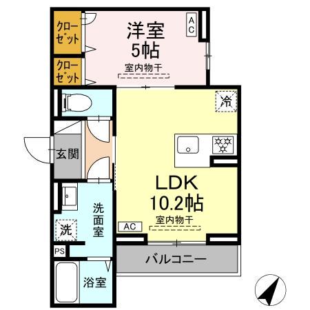 コルザ南台(1LDK/2階)の間取り写真
