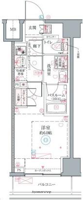 クレヴィスタ横浜関内Ⅱ(1K/4階)の間取り写真