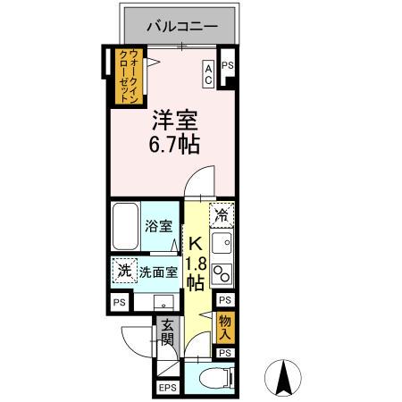 SKEY RESIDENCE井田中ノ町(1K/3階)の間取り写真