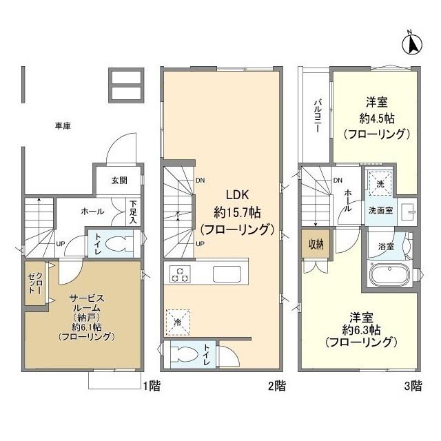 京浜東北・根岸線 川崎駅 徒歩13分 3階建 築4年(2SLDK)の間取り写真