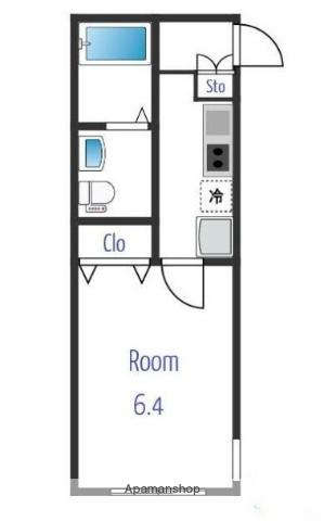 ハッピーヒルズ長後(1K/3階)の間取り写真