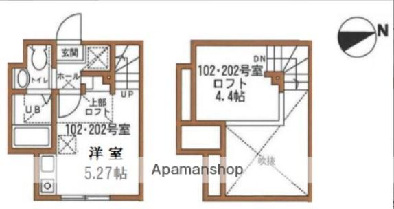 ハーミットクラブハウス長津田B棟(ワンルーム/1階)の間取り写真