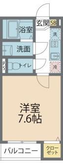カインドネス小田急相模原Ⅴ(1K/2階)の間取り写真