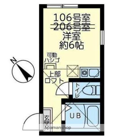 ユナイト四谷フォンターナ(ワンルーム/1階)の間取り写真