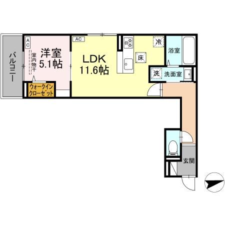 D PAINA EGAWA I(1LDK/1階)の間取り写真