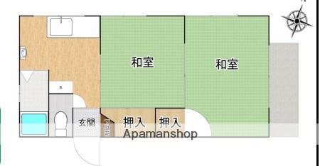 コーポ赤城(2DK/2階)の間取り写真