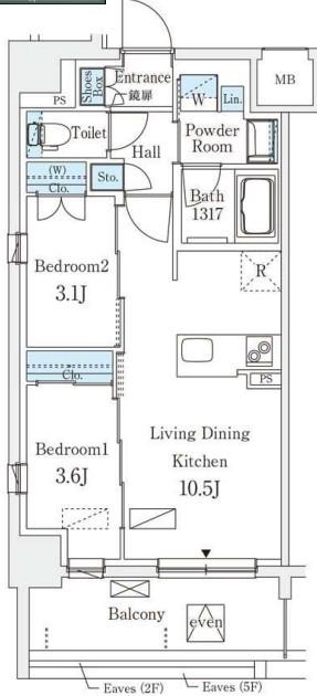エル・セレーノ横浜(2LDK/9階)の間取り写真